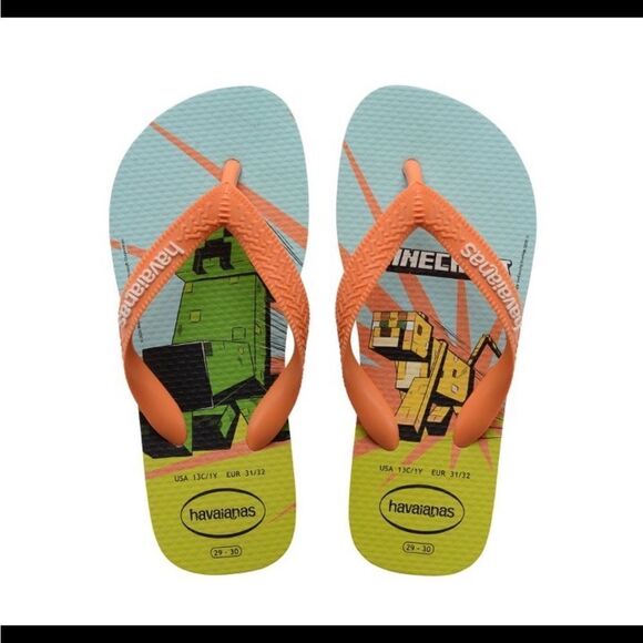 Havaianas Kids Top Minecraft Flip Flop Sandals - Picture 1 of 9